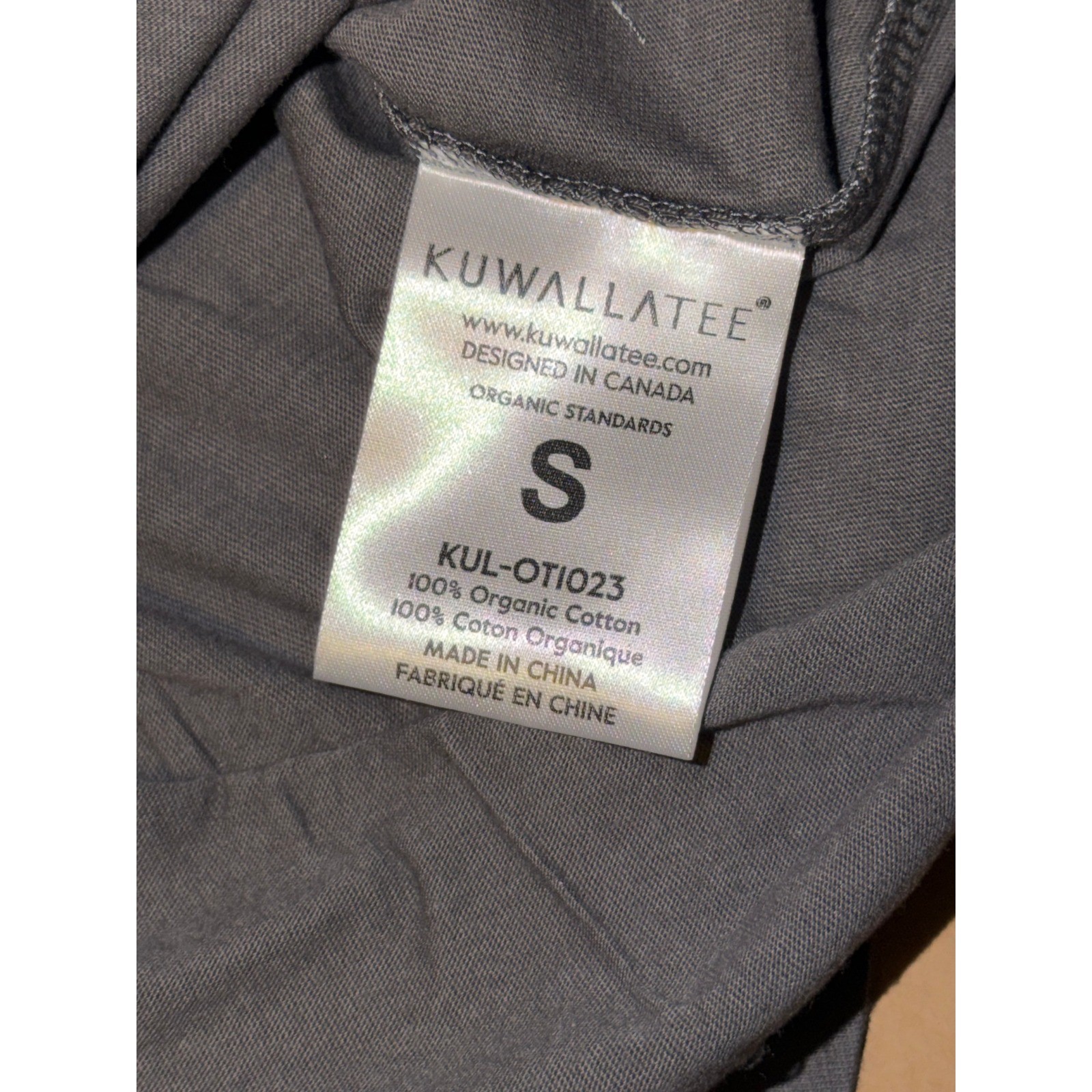 KUWALLA TEE Organic Eazy Tee Stone Grey Embroidered Logo Men’s, Size S, NWT