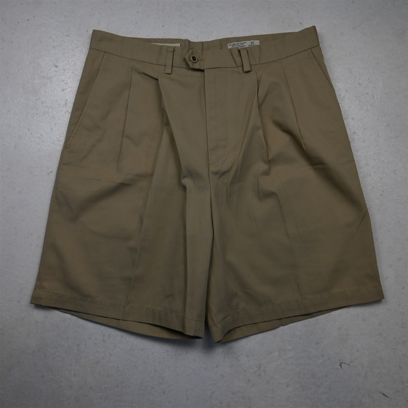 John W. Nordstrom 36×8.5″ Khaki Pleated Smartcare Wrinkle Free Dress Mens Shorts