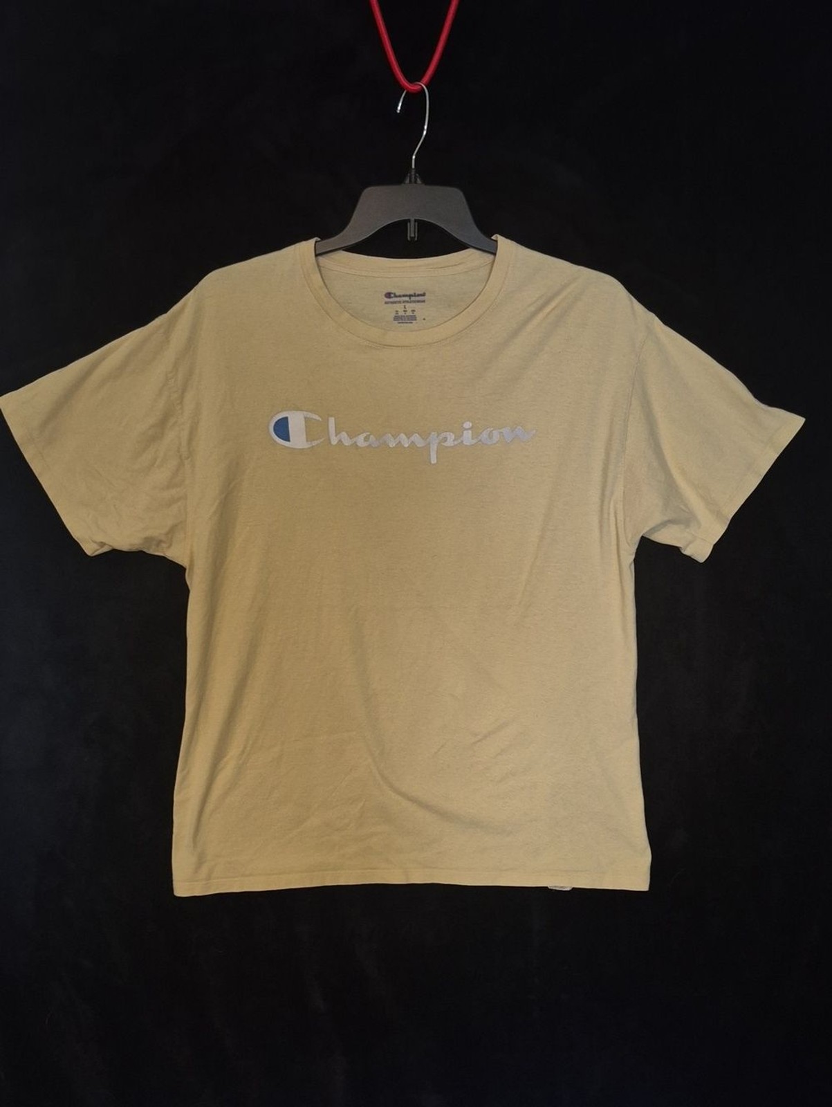 Champion Short Sleeve Tee in Pale Yellow with White Logo