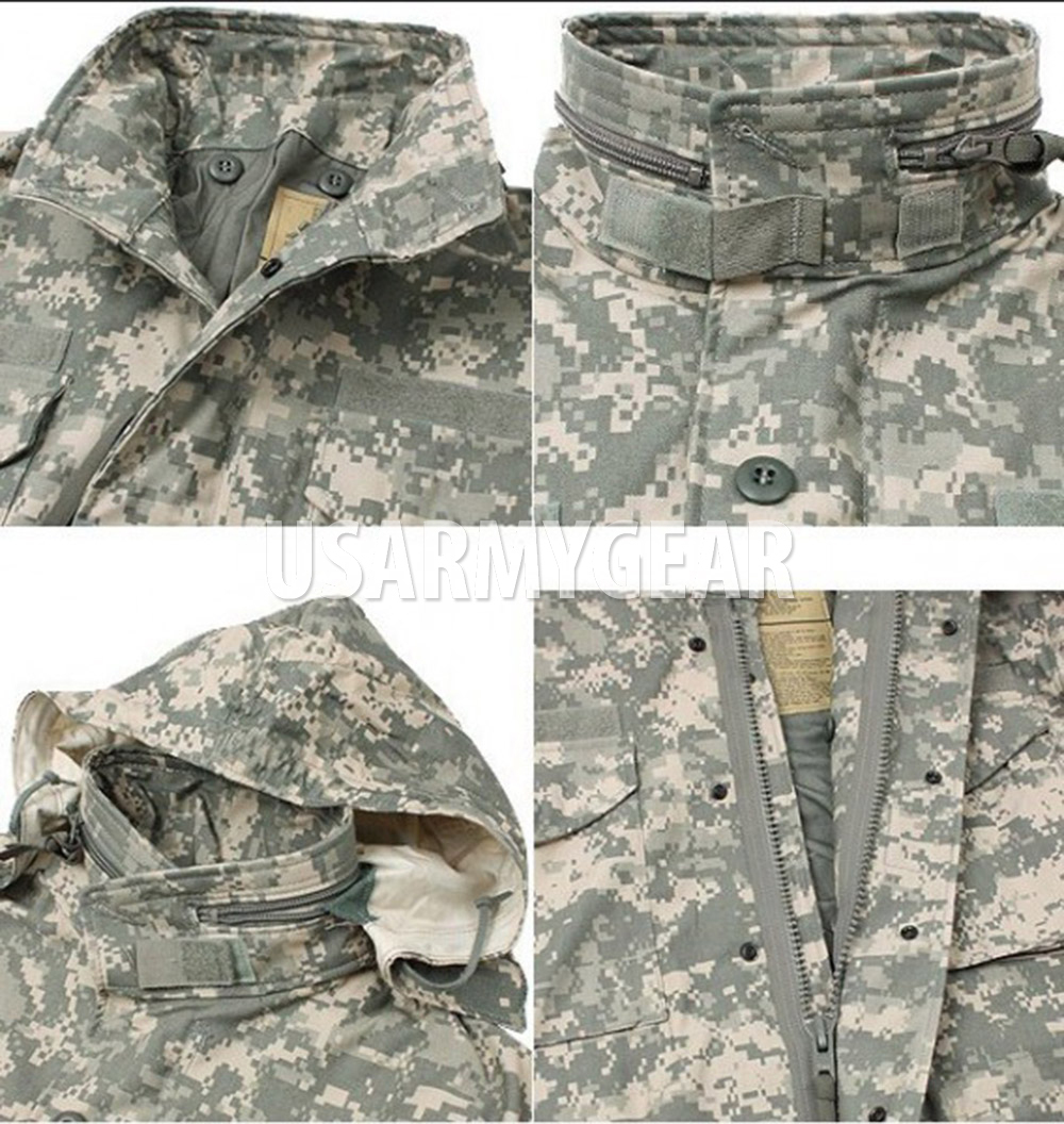 Made in US Military Army M-65 Acu Cold Weather Field Coat Jacket + Liner,Patches