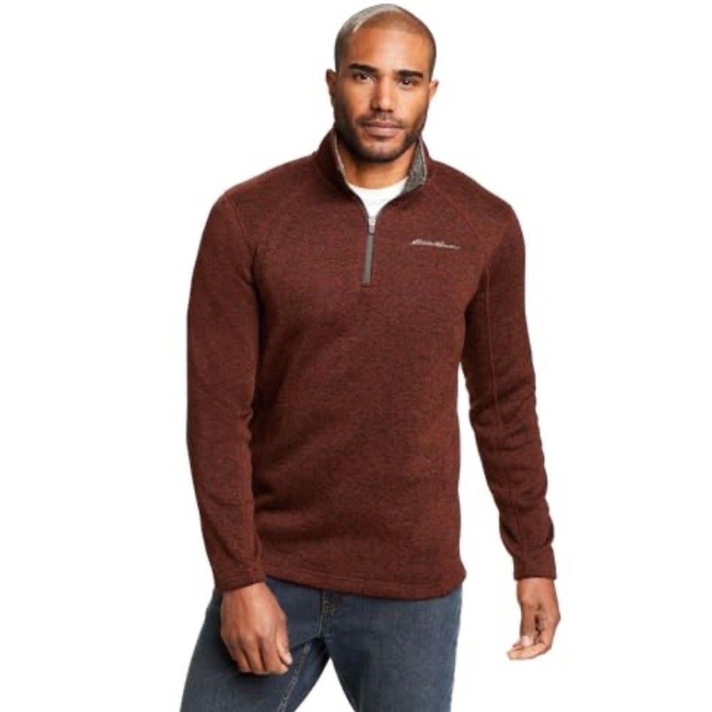 Eddie Bauer Radiator Knit Fleece Pullover Red Sweater Medium Gorpcore Work Warm