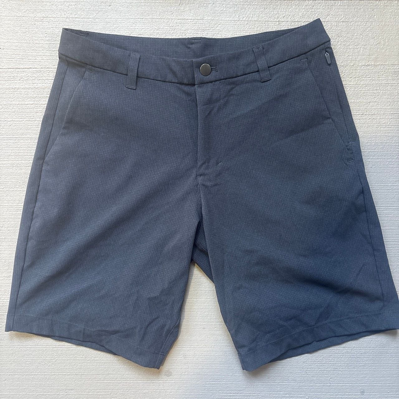 Lululemon Commission Warpstreme Golf Shorts Blue Grid Texture