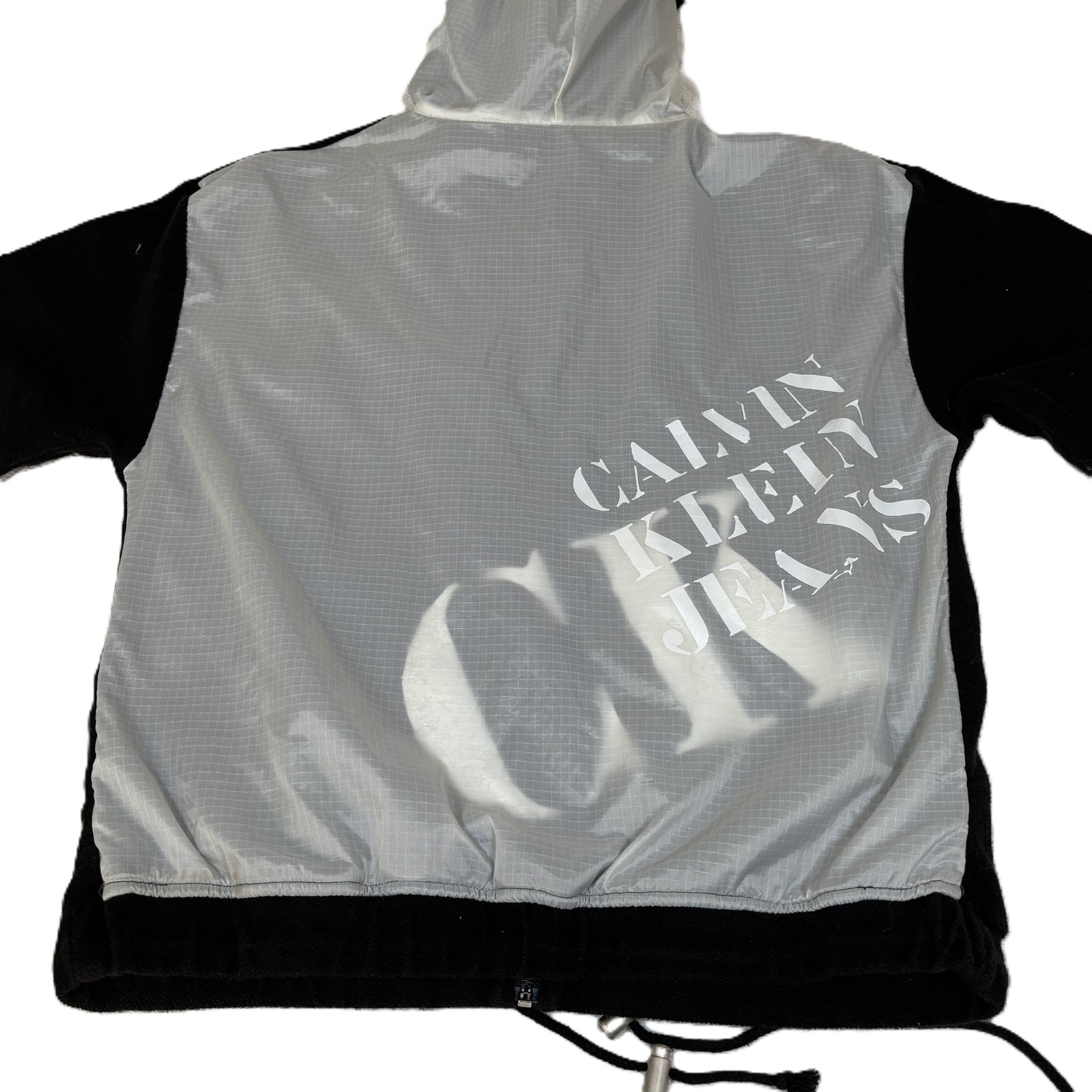 Vtg Calvin Klein Jeans Men’s Full Zip Hooded Activewear Jacket Black White M
