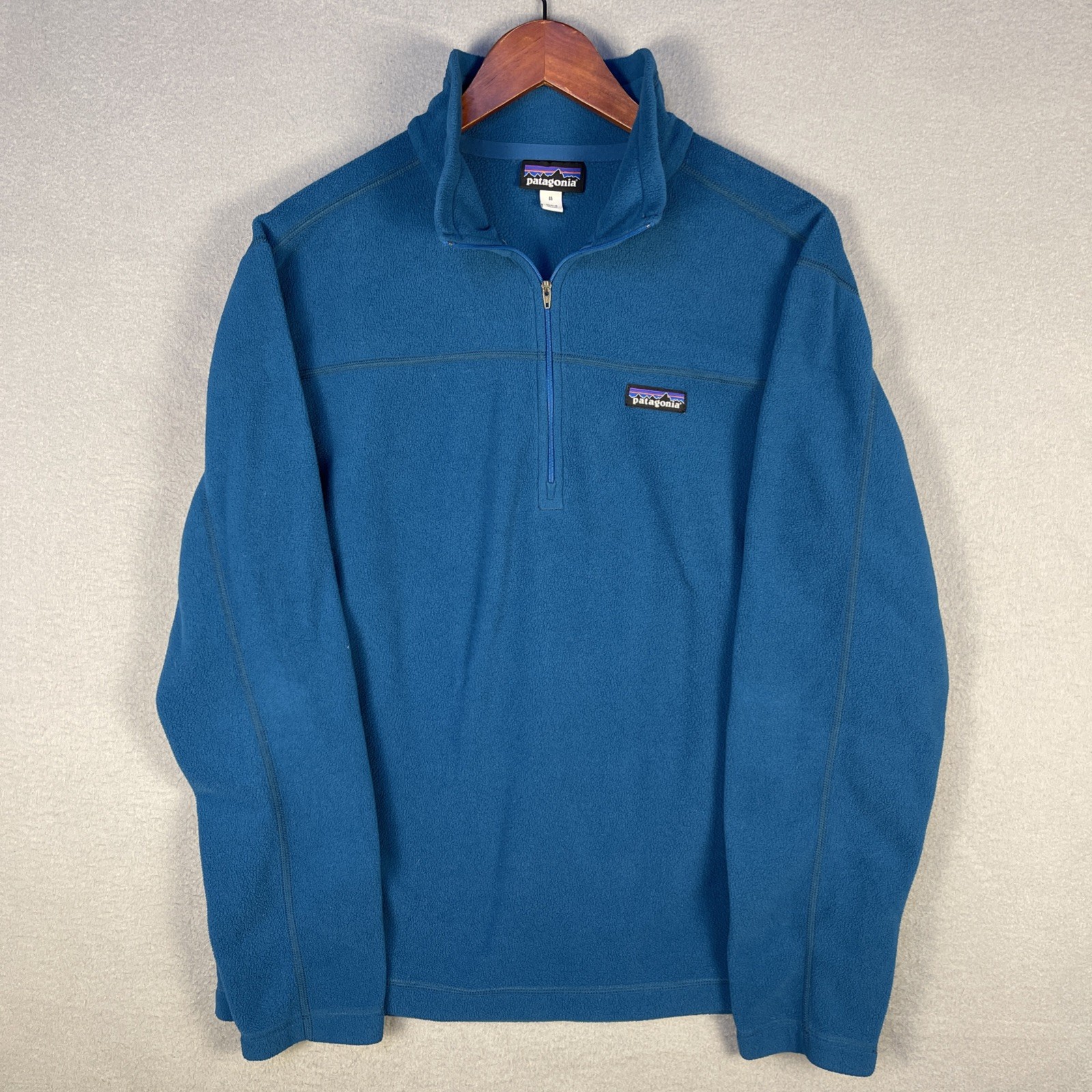 Patagonia Fleece Sweater Mens Medium Blue 1/4 Zip Long Sleeve Outdoor Gorpcore