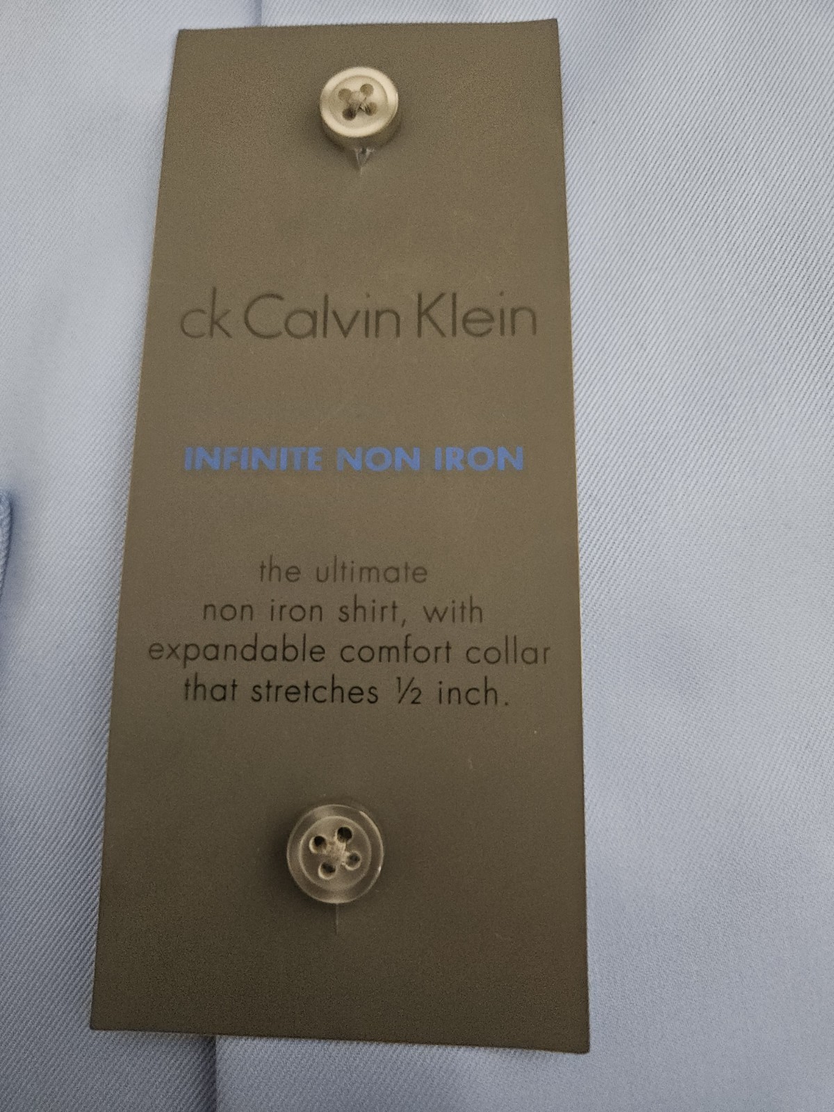 Calvin Klein Infinite Wrinkle Free Slim Fit Dress Shirt Blue 16 34/35 L NWT