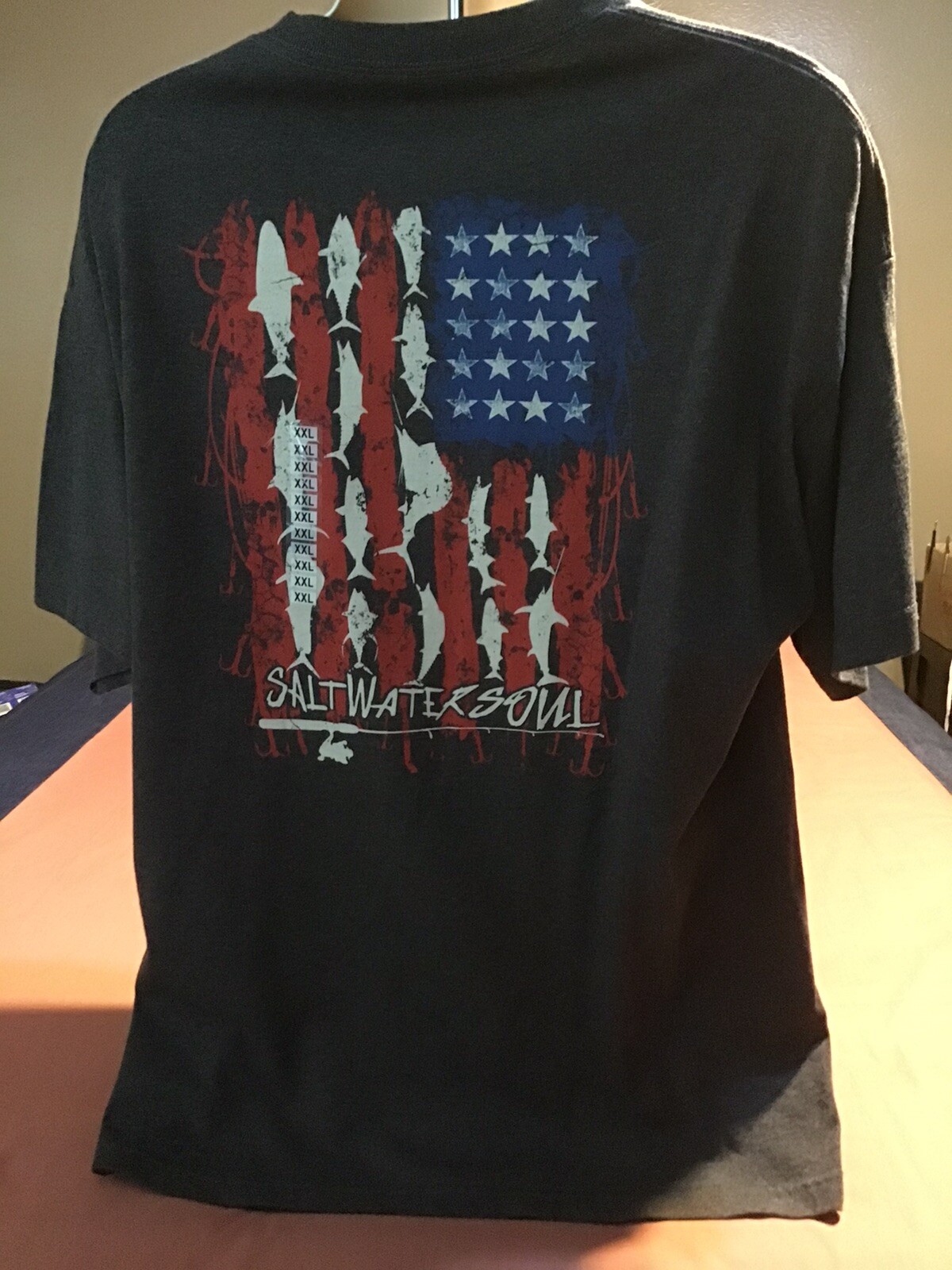 SALT WATER SOUL PATRIOTIC POCKET T SHIRT MEN -2XL GRAY. new with tags