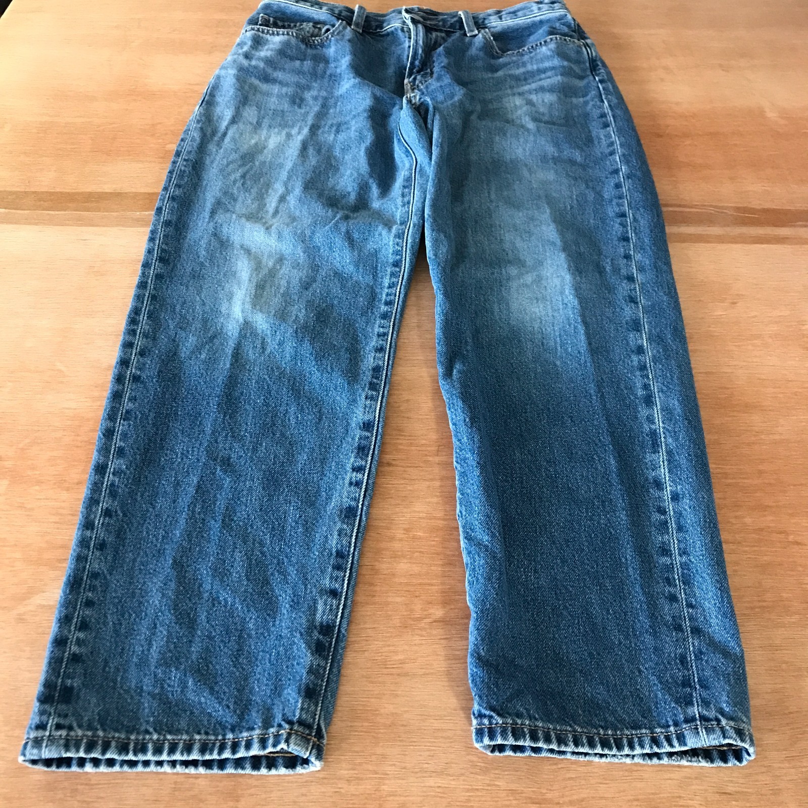 Uniqlo Relaxed Tapered Jeans Men 26×24 Blue Kaihara Fabric Stretch Preppy
