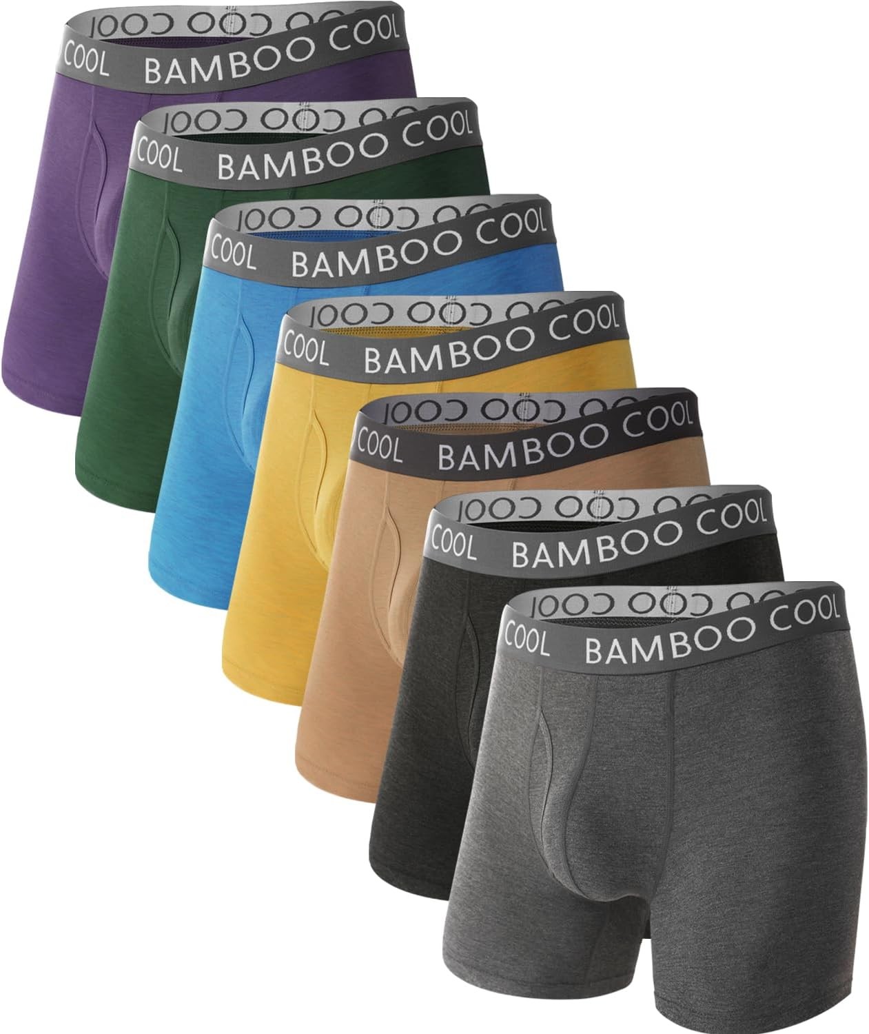 BAMBOO COOL Men’s Ultra Breathable Underwear,No Riding Up Boxer Briefs with Comf