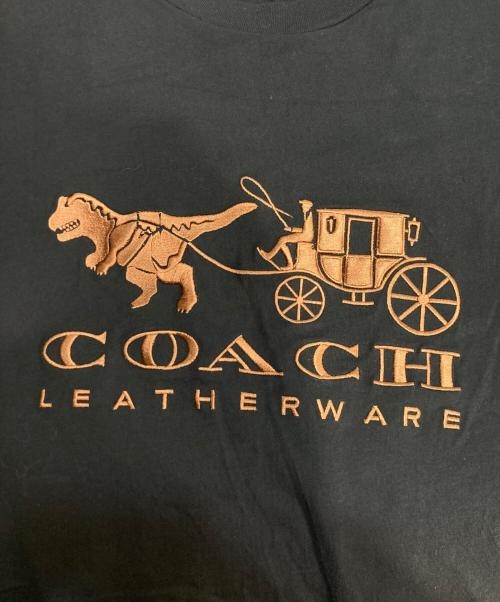 COACH Logo Embroidery T-Shirt Ladies Navy M Cotton Casual Top