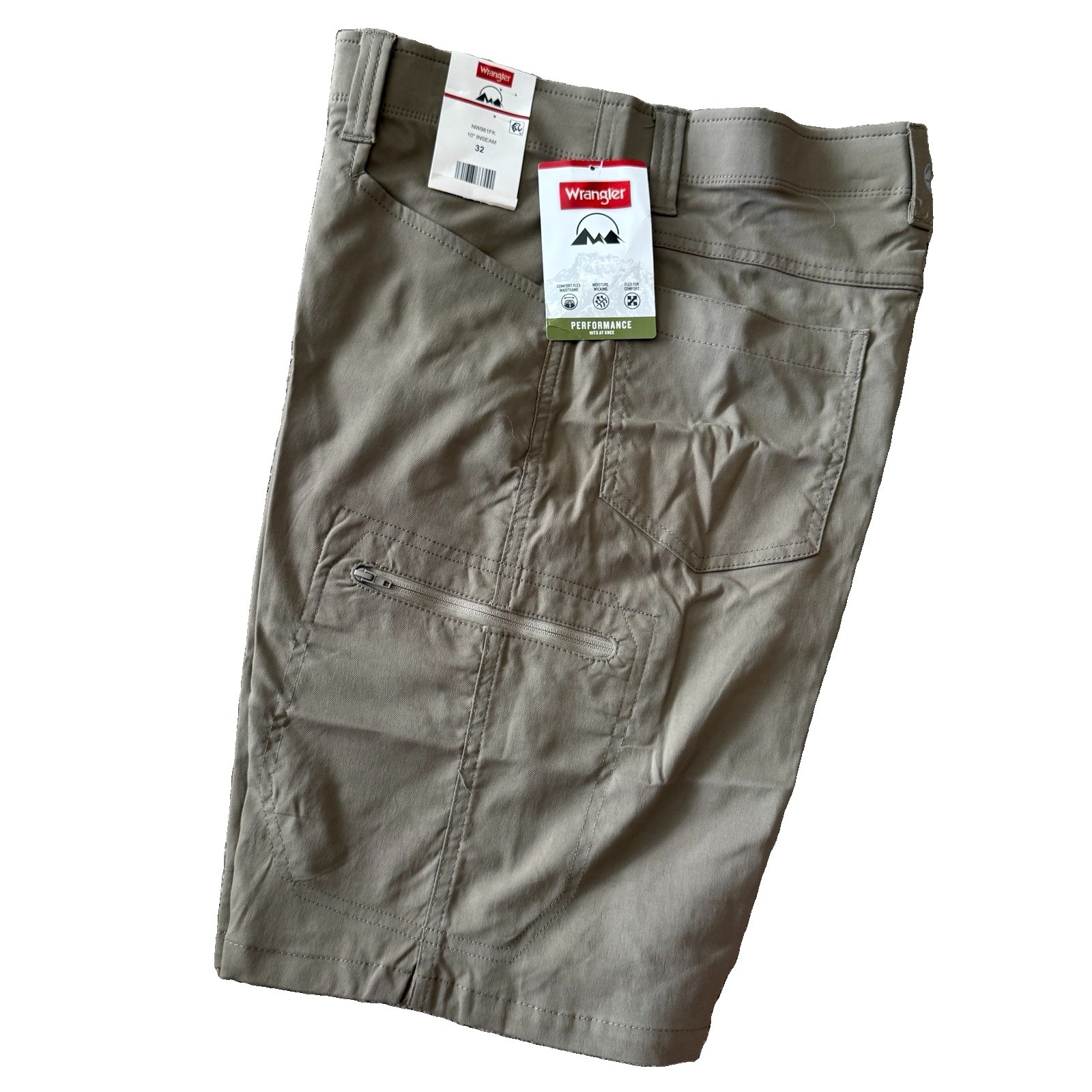 Wrangler Men’s 32 Nylon Canvas Cargo Performance Hiking Shorts 10″ Khaki