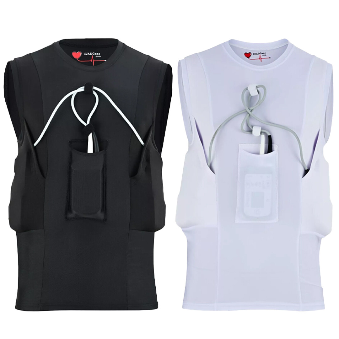 Men’s LVAD Tank Top for HeartMate Devices BLACK, WHITE, Size Small – 3XL