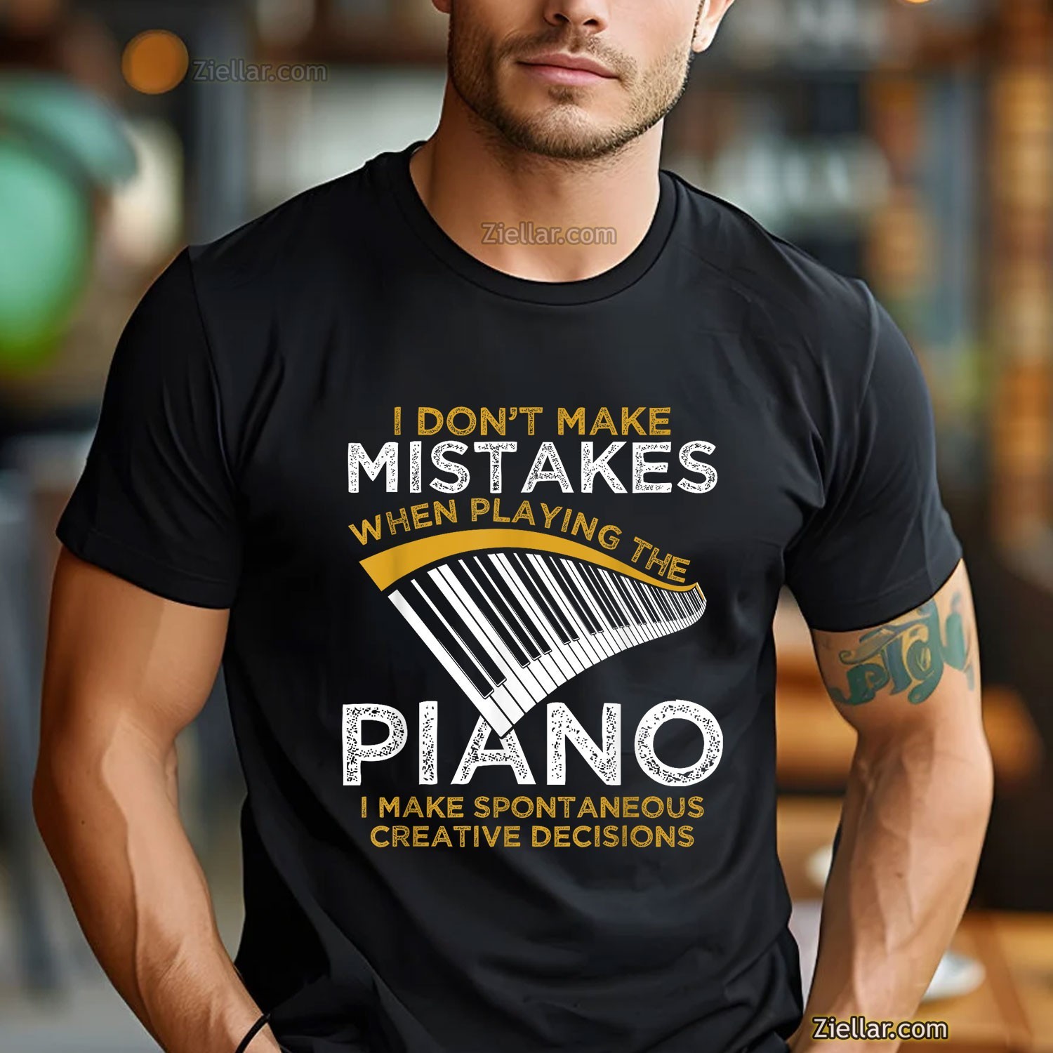 Keyboard Pianist Unisex T-Shirt, Musician Piano Keys Graphic Tee Gift for Player