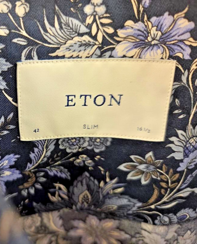 NWT Eton Elegant Slim Fit Organic Cotton Floral shirt US 16.5/ EU42 MSRP $ 340