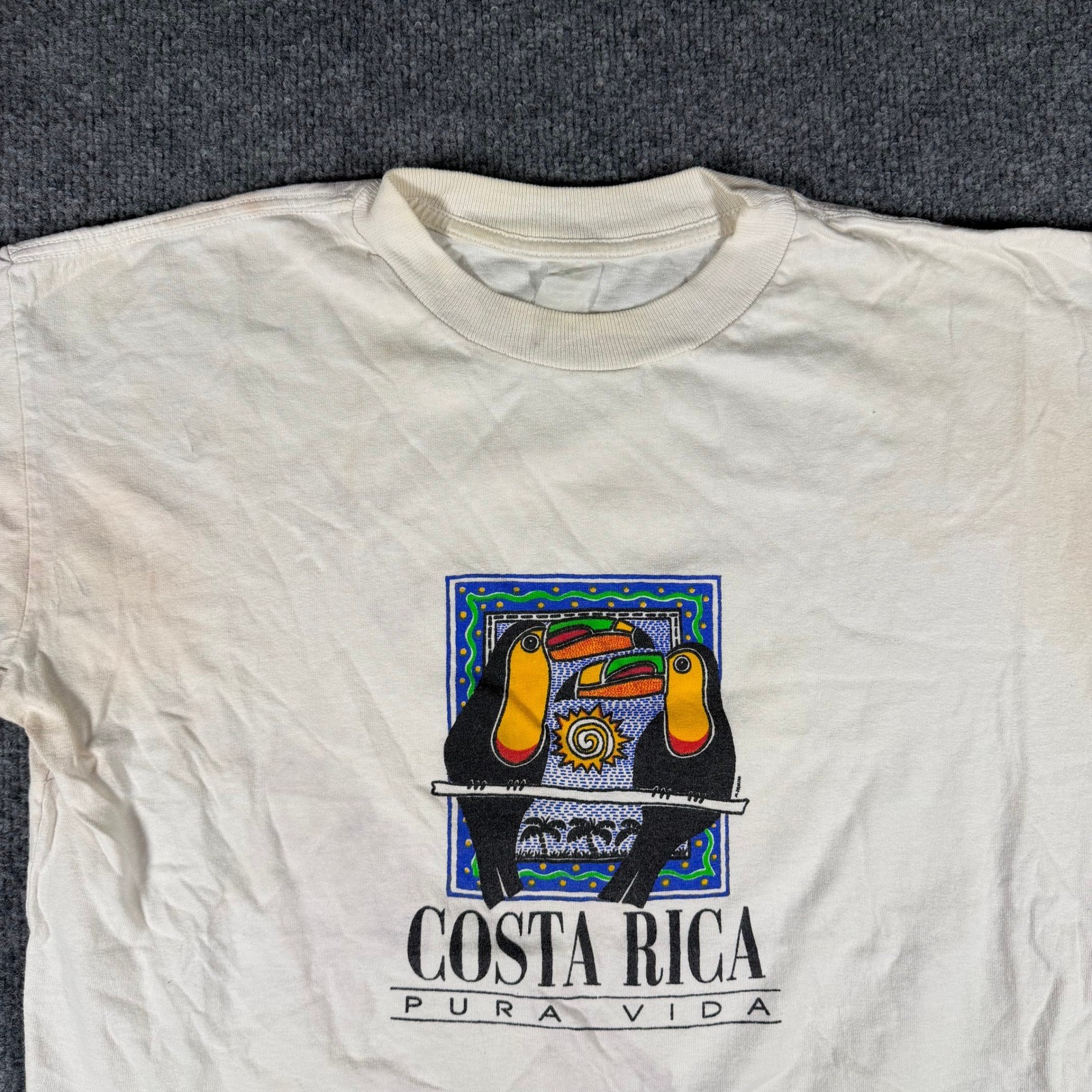 Costa Rica T-Shirt Mens Size M White Toucan Pura Vida Souvenir Graphic Cotton