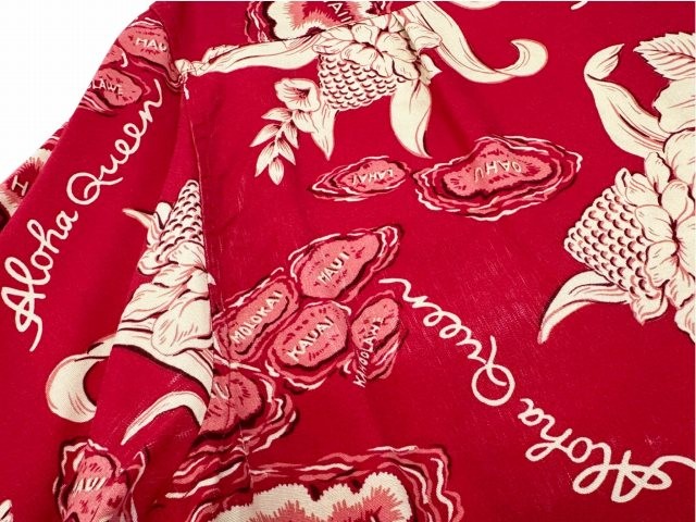 Levi’s M Rayon Aloha Shirt Red Casual Vintage Used 66cm 45cm 22cm