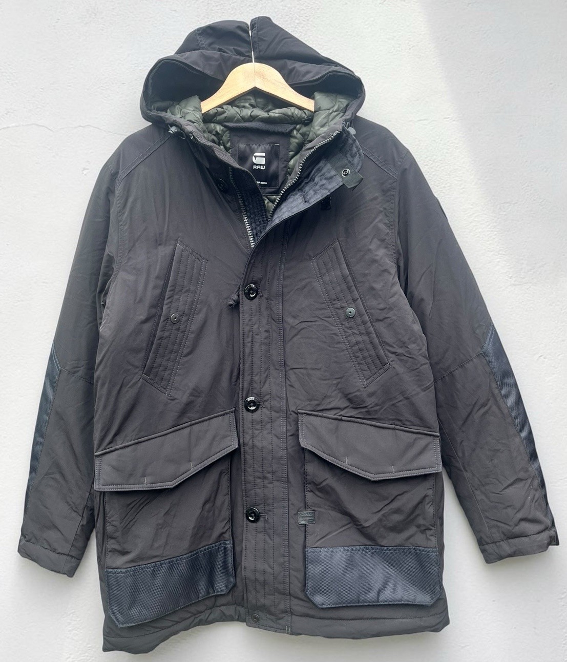 G-Star Vodan Padded Hooded Faux Fur Parka Jacket Men’s Black – Large