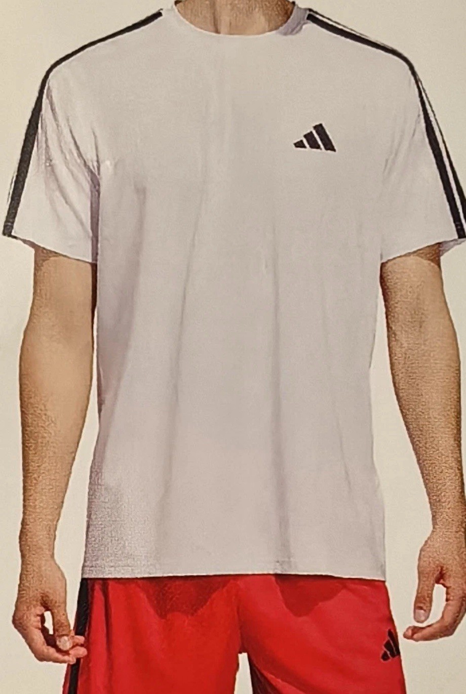 Adidas Men’s Active Performance 3-Stripes T Shirt Size XL White