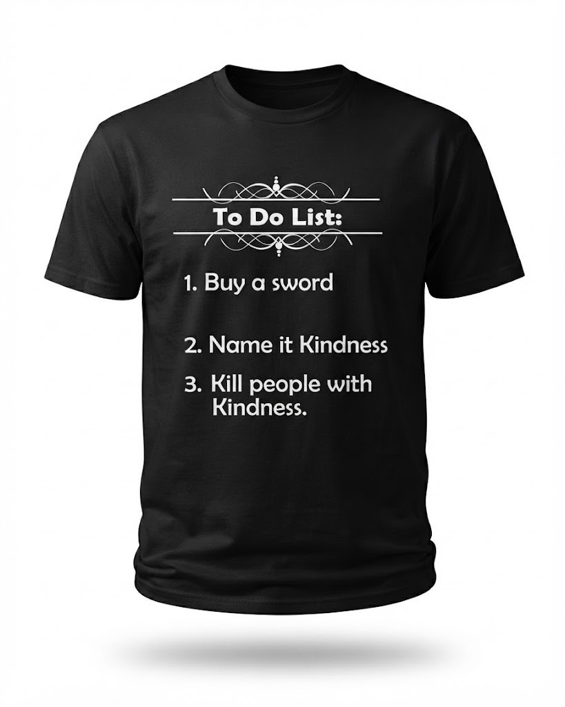 To Do List Buy a Sword Name it Kindness Kill People with Kindness shirt