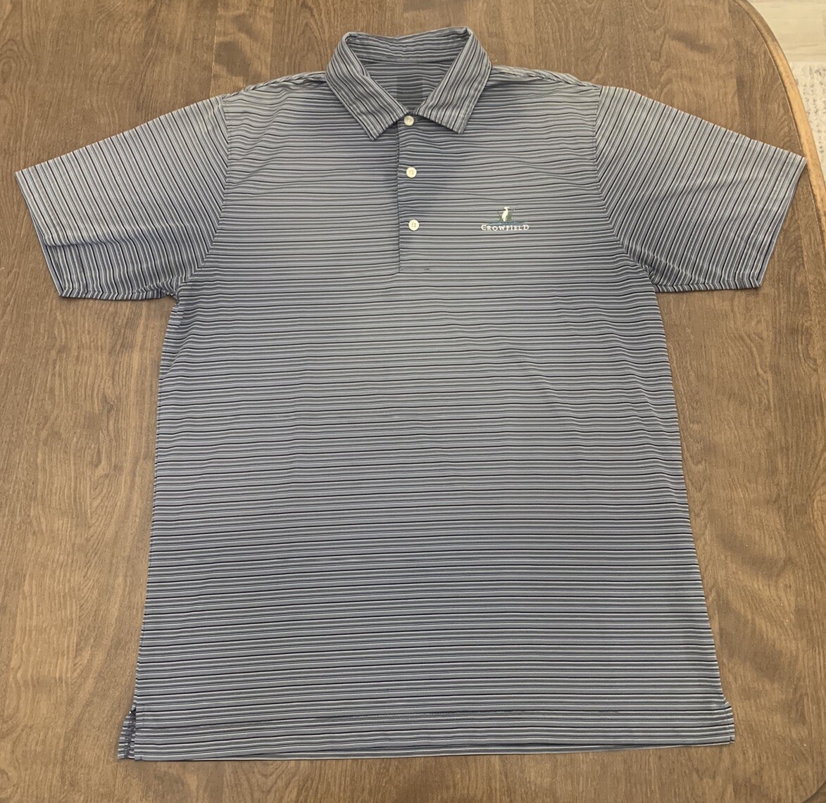 Crowfield Golf Club -Page and Tuttle Golf Polo Black/White Silver Striped Size L