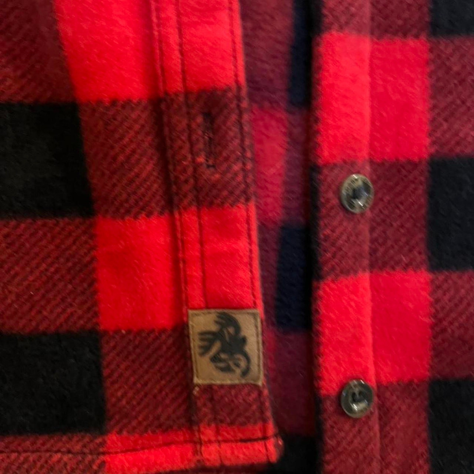 Fantastic red and black buffalo plaid long sleeve button-up shirt