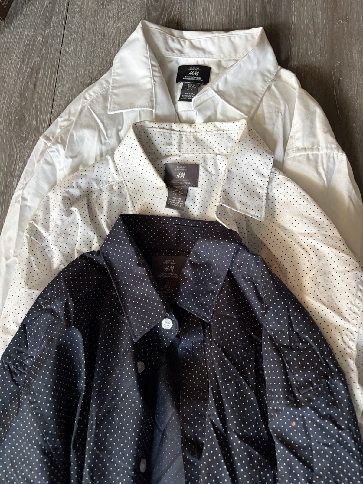 3 Dress Shirts H&M Men’s All Fit Size Small But One Is A Size Medium But Fits S