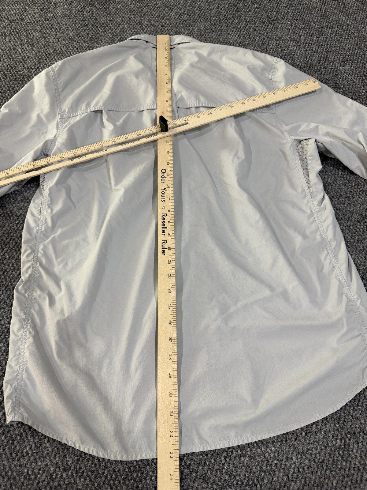 REI Shirt Mens LT Gray Solid Long Sleeve Button Front Vented Fishing Travel