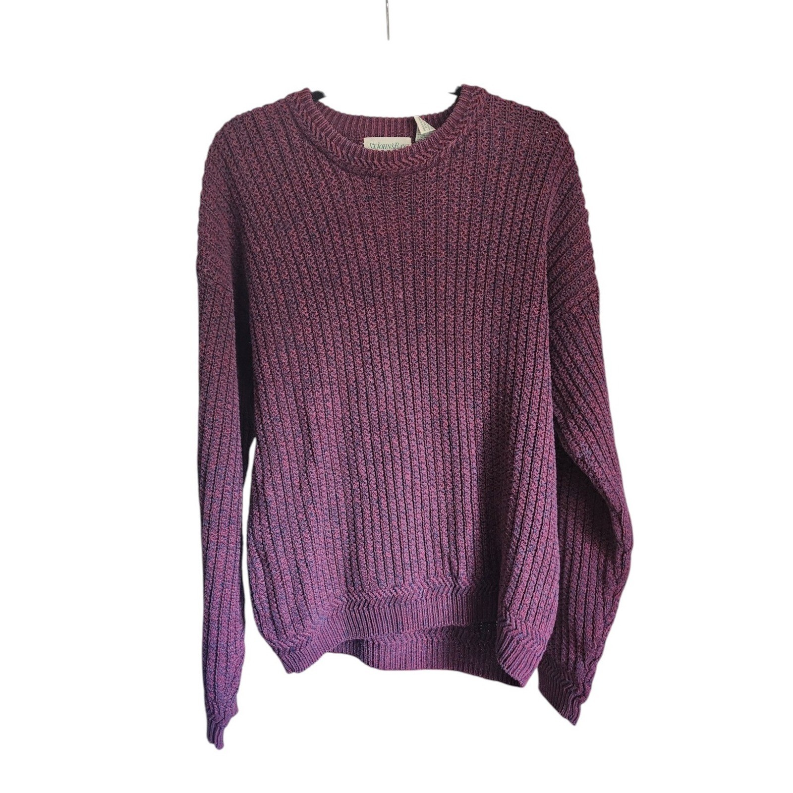 Vintage St Johns Bay Mens Large 42-44 Crewneck Sweater Marled Ramie Cotton Knit