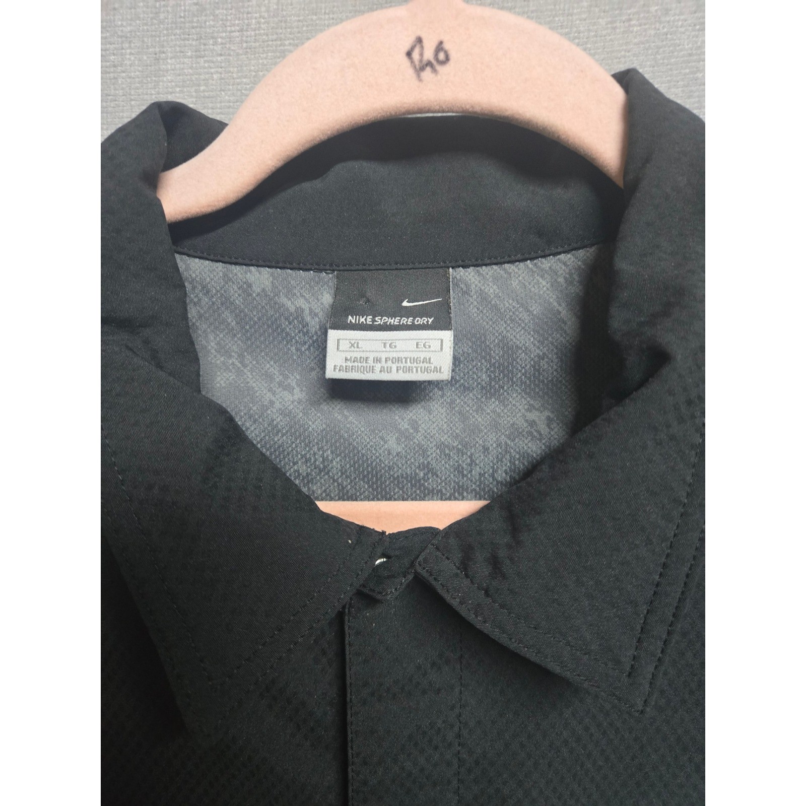 Nike Sphere Dry Mens XL Black Short Sleeve Button Up Shirt Breathable Activewear