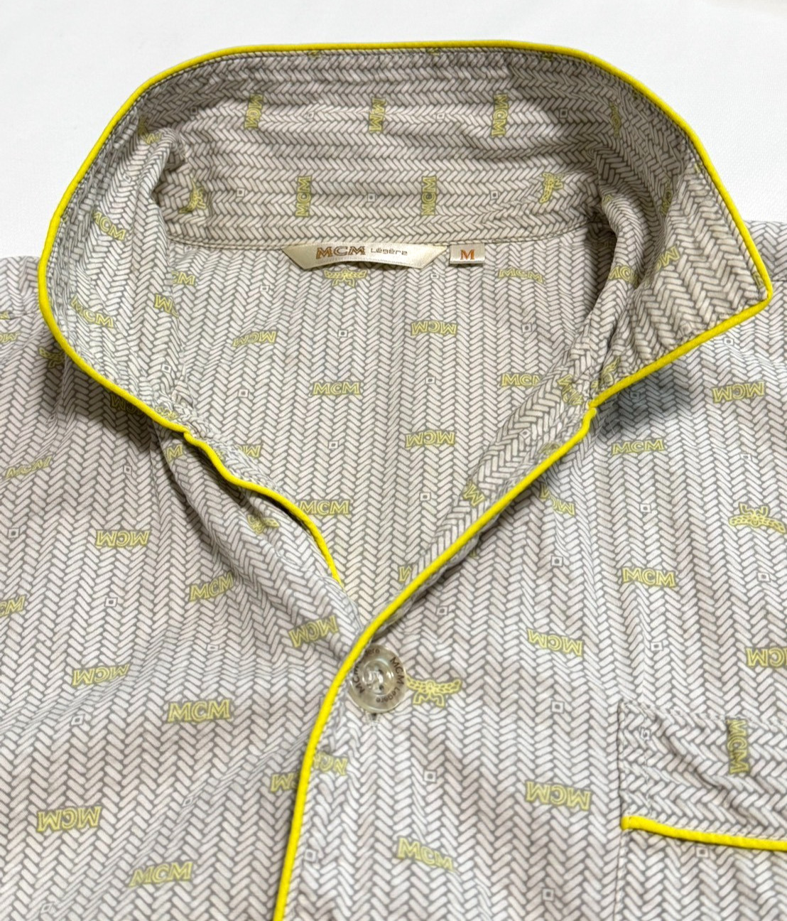 Vintage 90s MCM Légère Monogram Pajama Shirt Open Collar Size M Japan