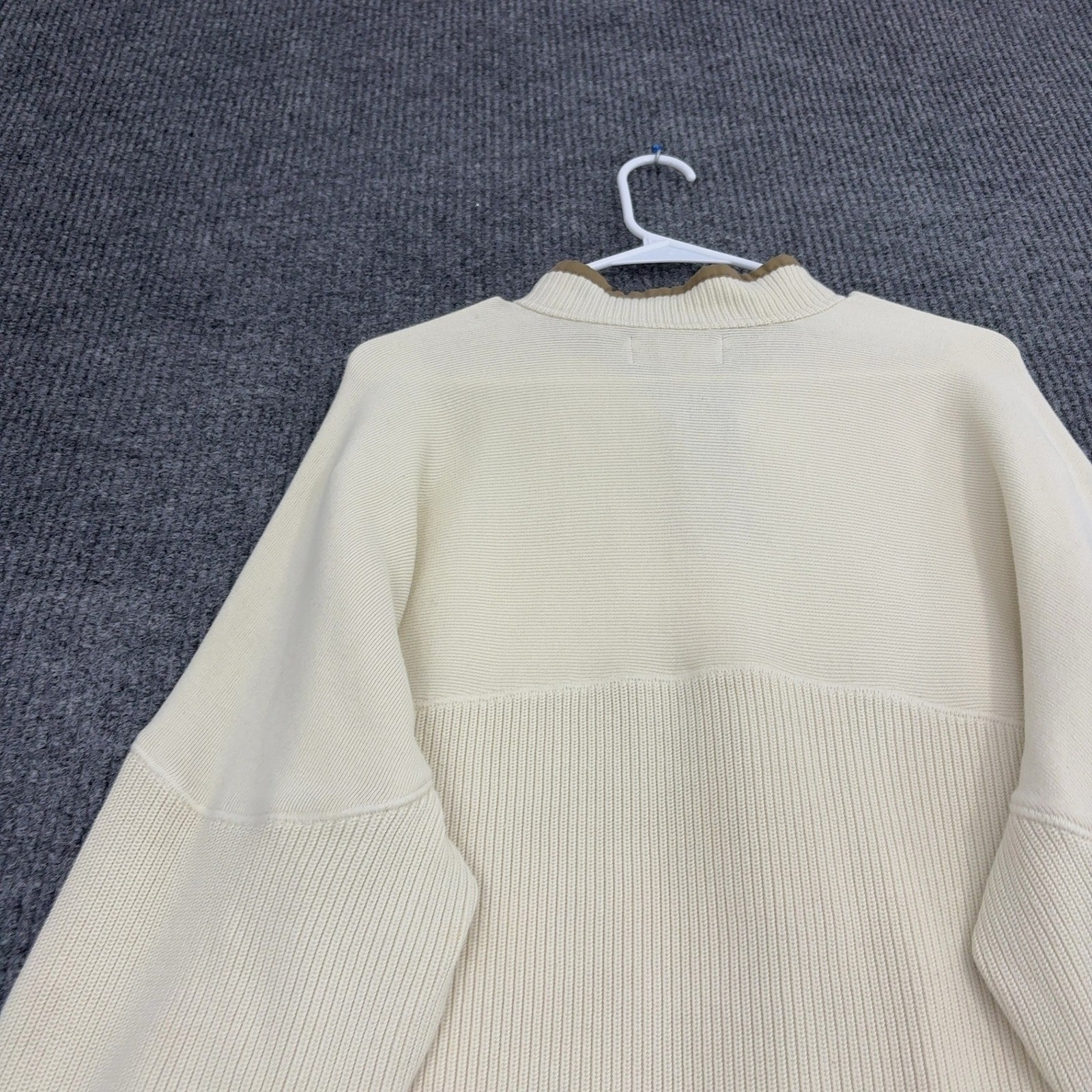 Orvis Sweater Mens XL Cream Cotton Quarter Zip Mock Neck Classic Preppy
