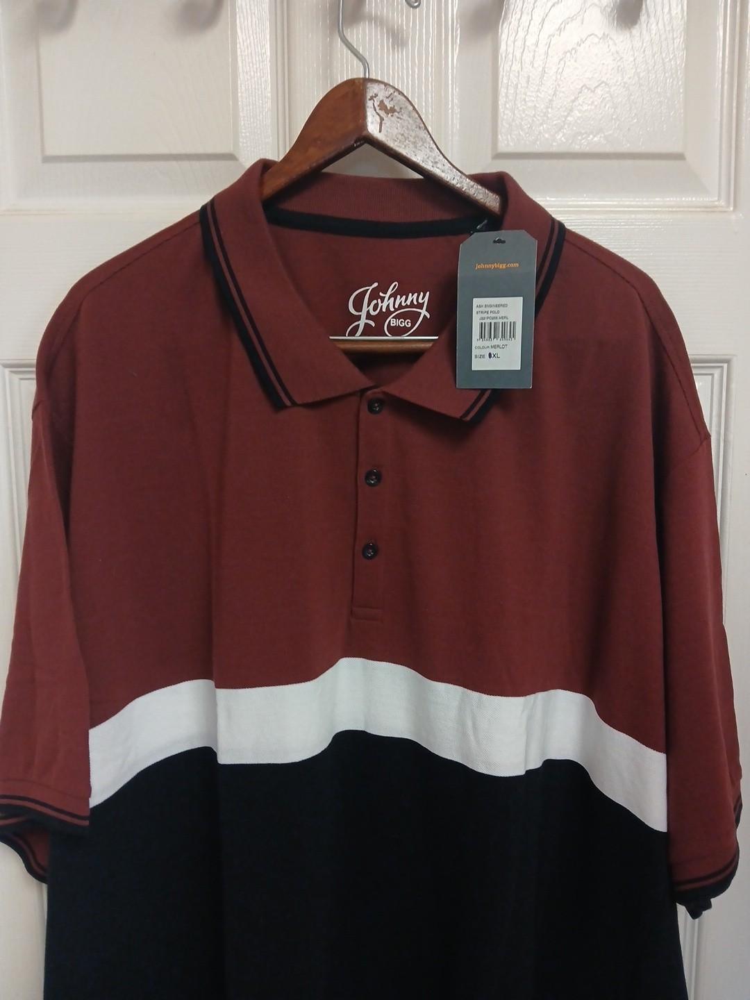 Johnny Bigg Ash Engineered Polo Shirt Mens Merlot Short Sleeve New With Tags