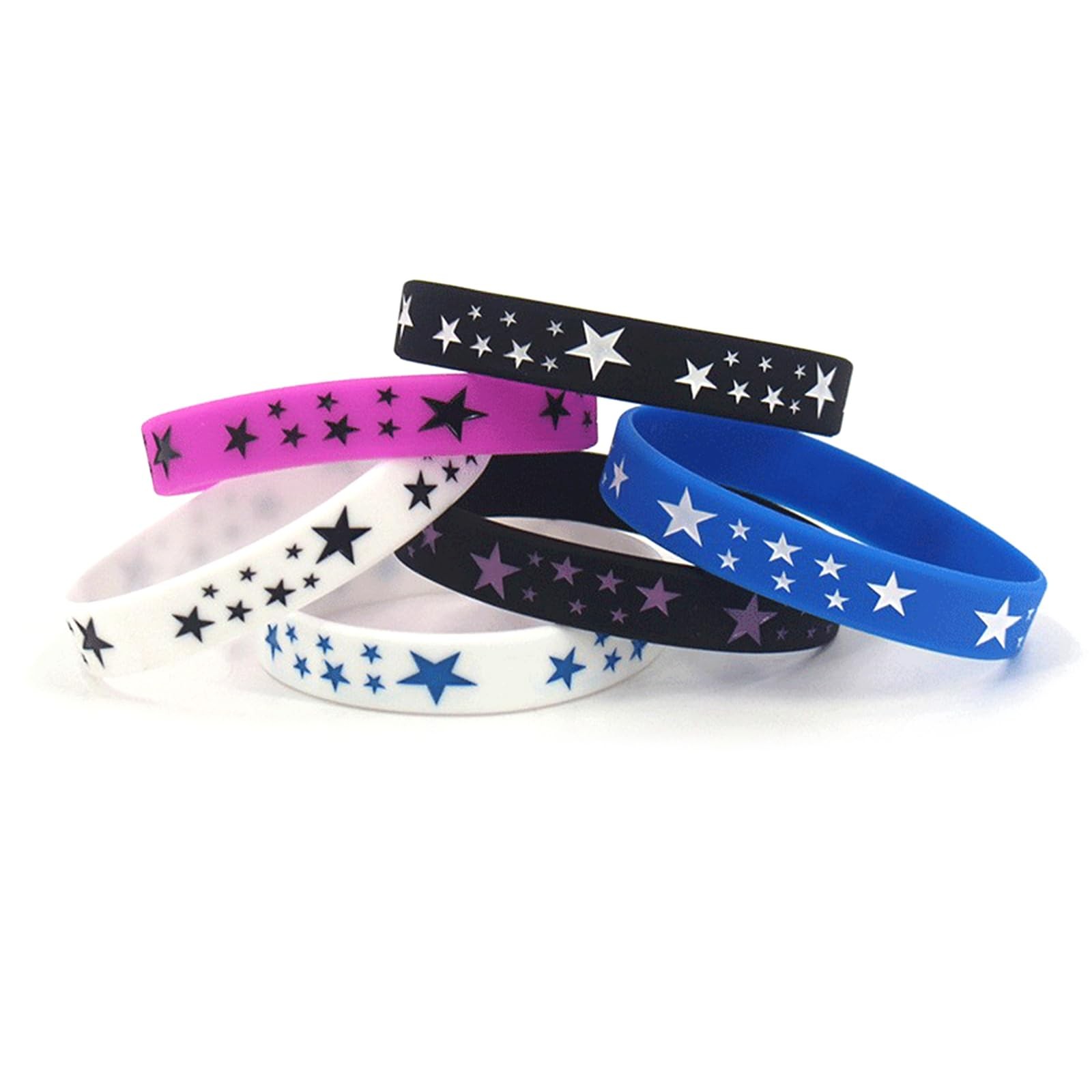 POYAMUSE 6pcs Y2K Star Silicone Bracelets Set – Emo Rubber Wristbands for Men…