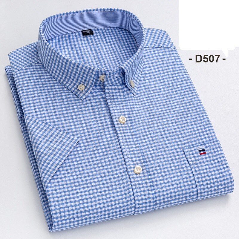 Mens Dress Oxford Shirts Formal Business Short Sleeves Cotton Casual Shirts Top