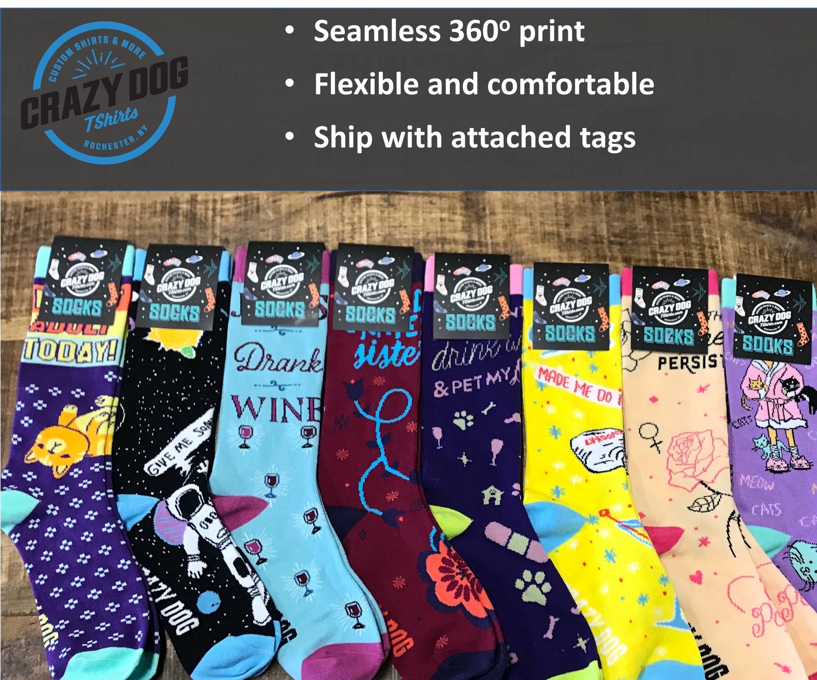 Men’s Bad Sign Socks Funny Sarcastic Stick Figure Dad Joke Footwear