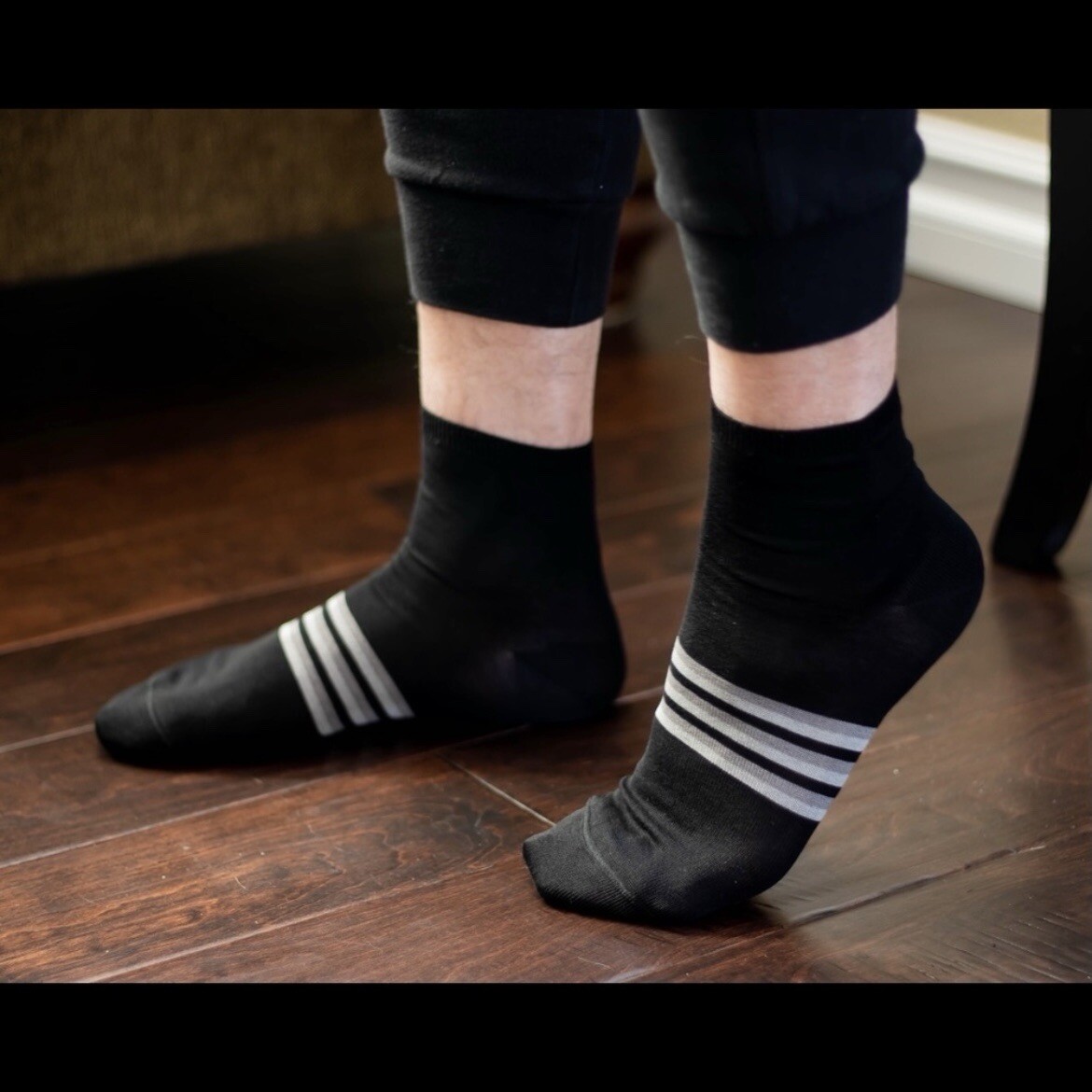 Mens Italian Luxury Ankle Socks, Size 8.5-11, 100% Mercerized Cotton, Black