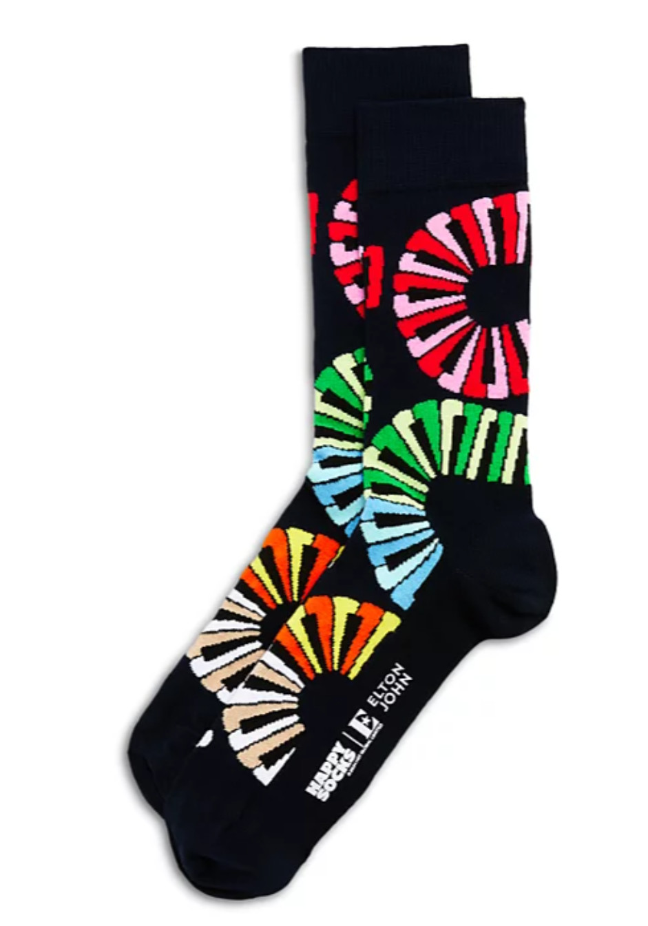 Happy Socks X Elton John Men Piano Notes Crew Socks Multi Fits Shoe Size 8-9