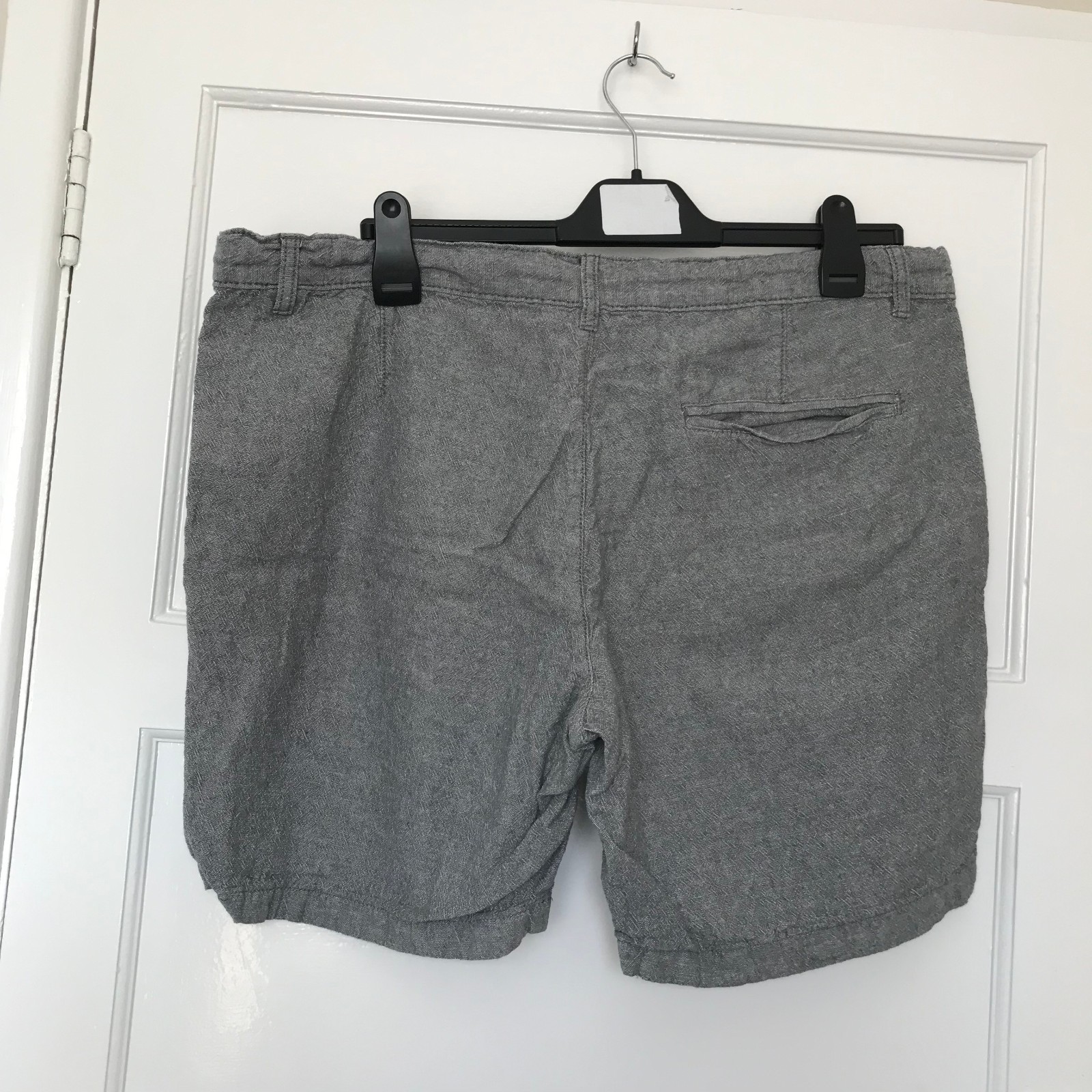 Avenue Grey Linen Cotton Shorts 40″ Waist Pockets Drawstring Zip