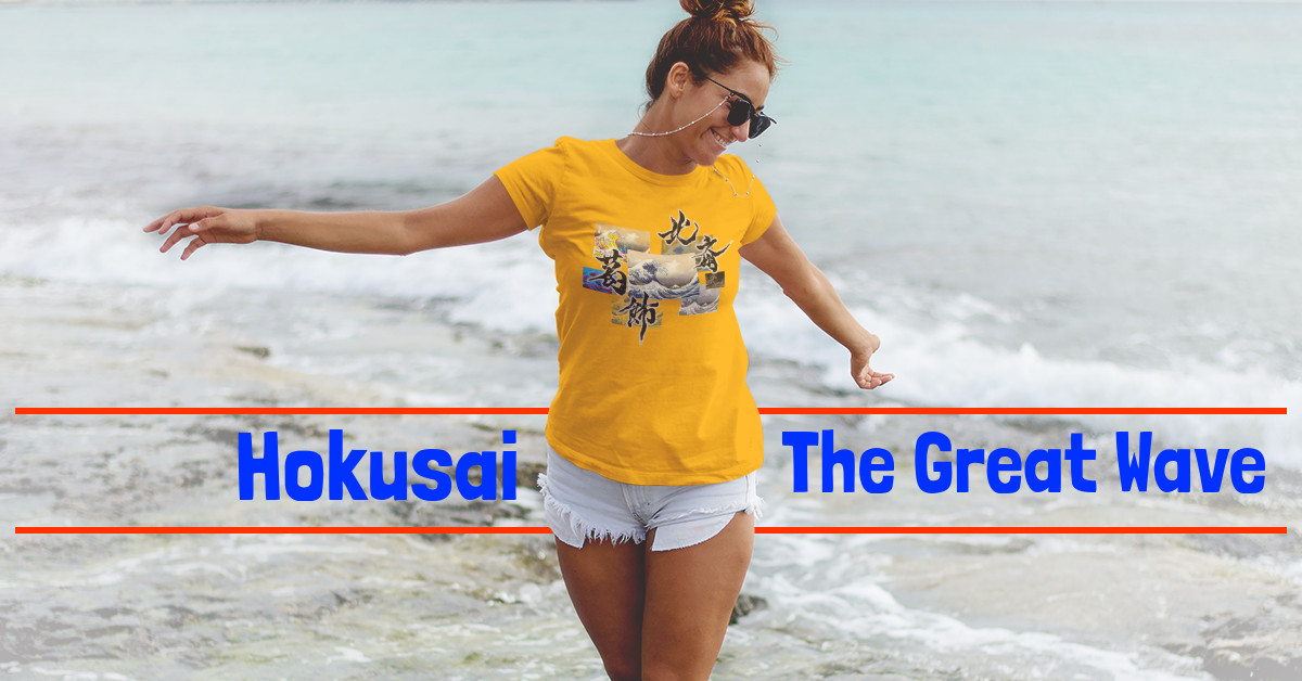 The Great Wave, Katsushika Hokusai, Modern Art Shirt, Calligraphy Shirt