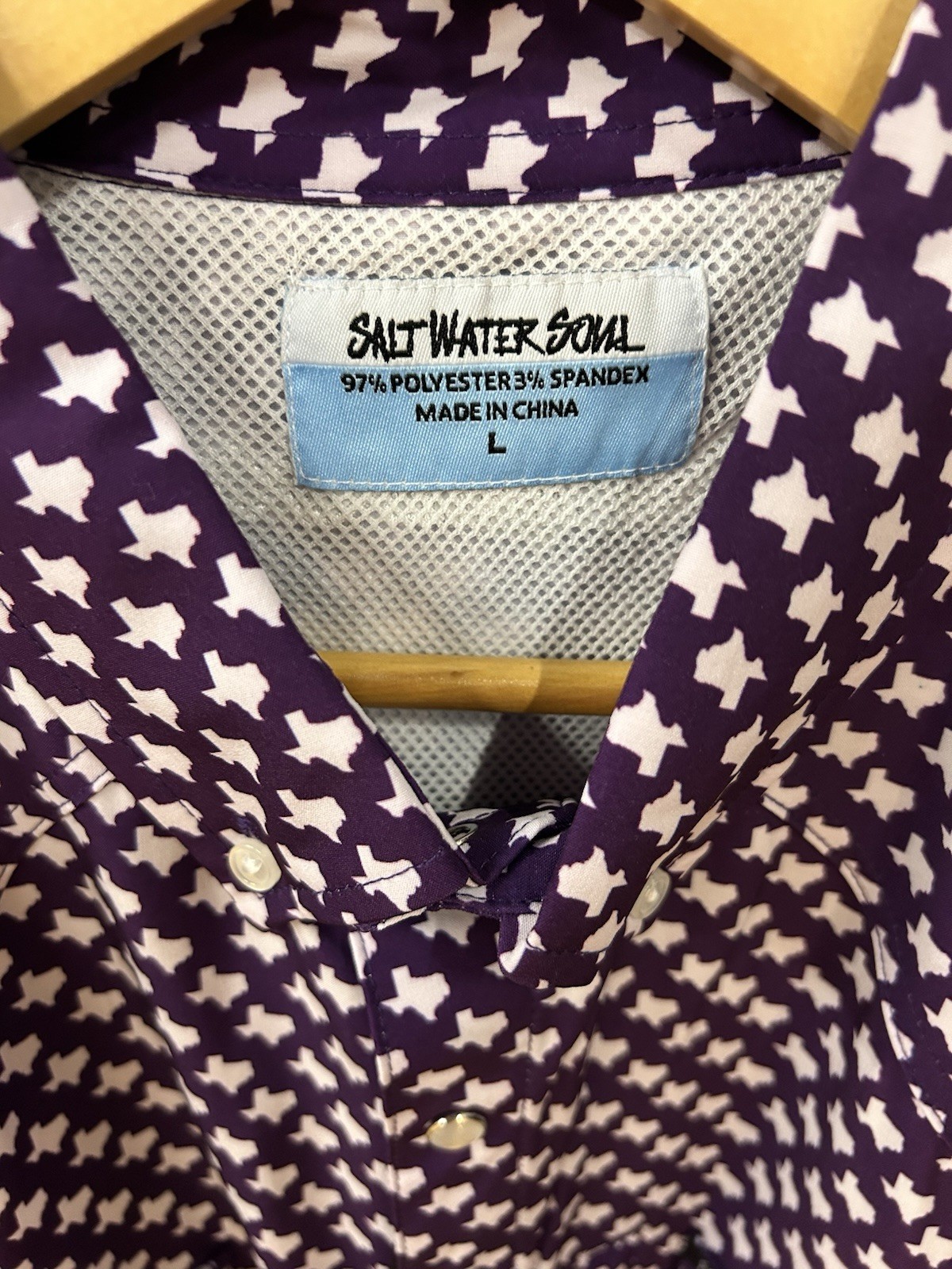 Salt Water Soul Men’s 2XL Purple/White Texas Geometric Stretch Button-Down Shirt