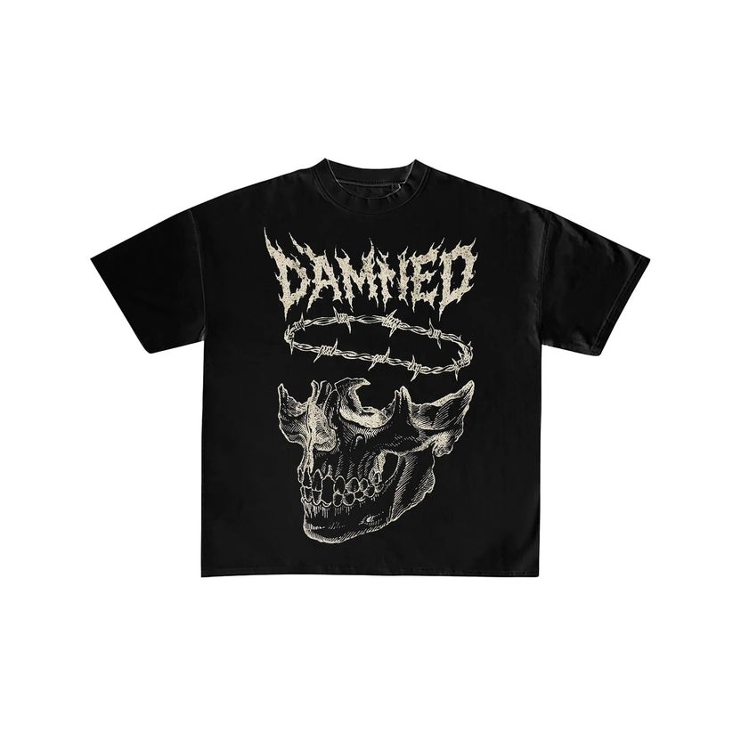 Damned Skull Barbed Wire Gothic Graphic Tee
