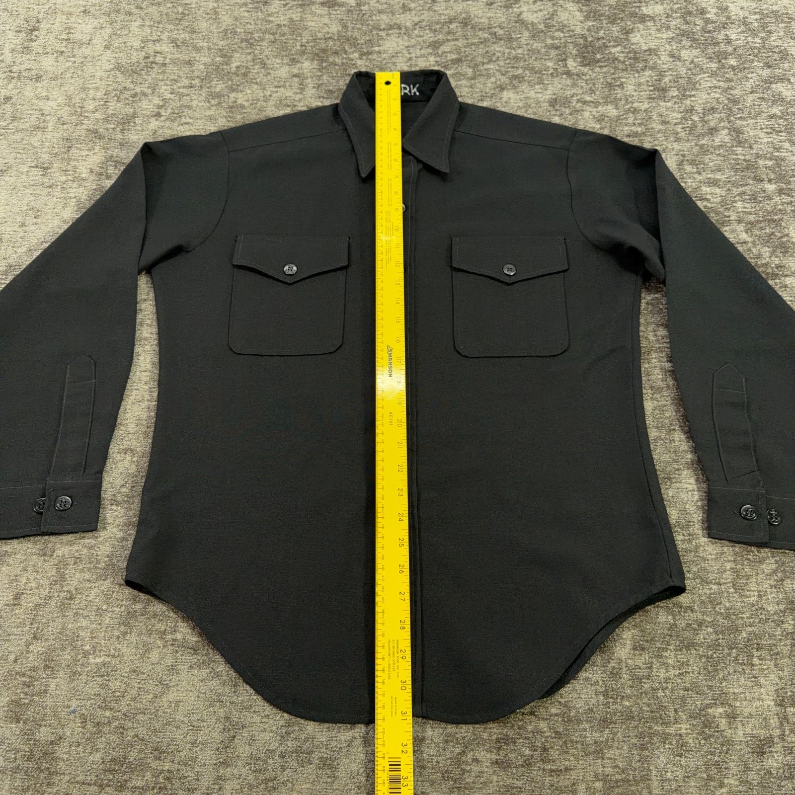 Vintage US Navy Shirt Mens Sz 15 Black Seafarer Sailor Military Anchor Buttons