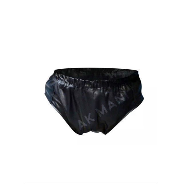 Men’s Genuine Retro Black Leather Low-Cut Running Short Casual Gym Shorts