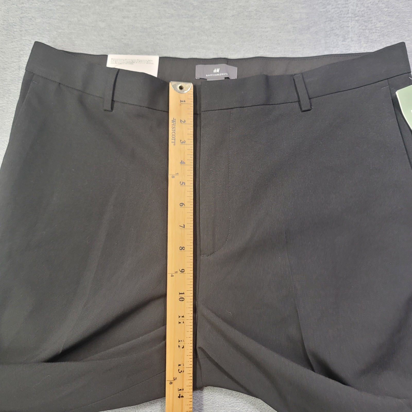 H&M Pants Mens 36×32 Black Slim Fit Stretch Tapered Leg Classic NWT