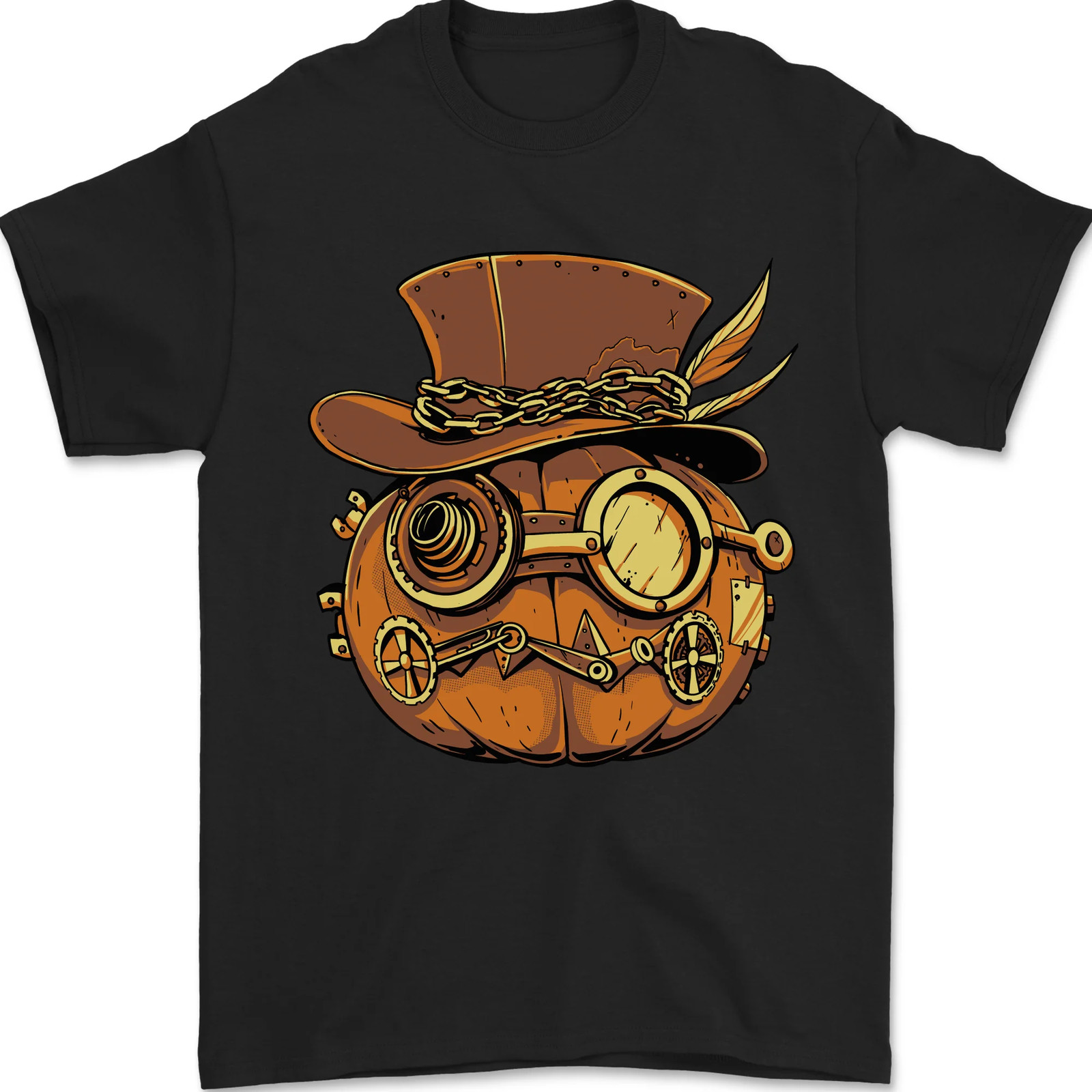Steampunk Pumpkin Halloween Mens T-Shirt 100% Cotton