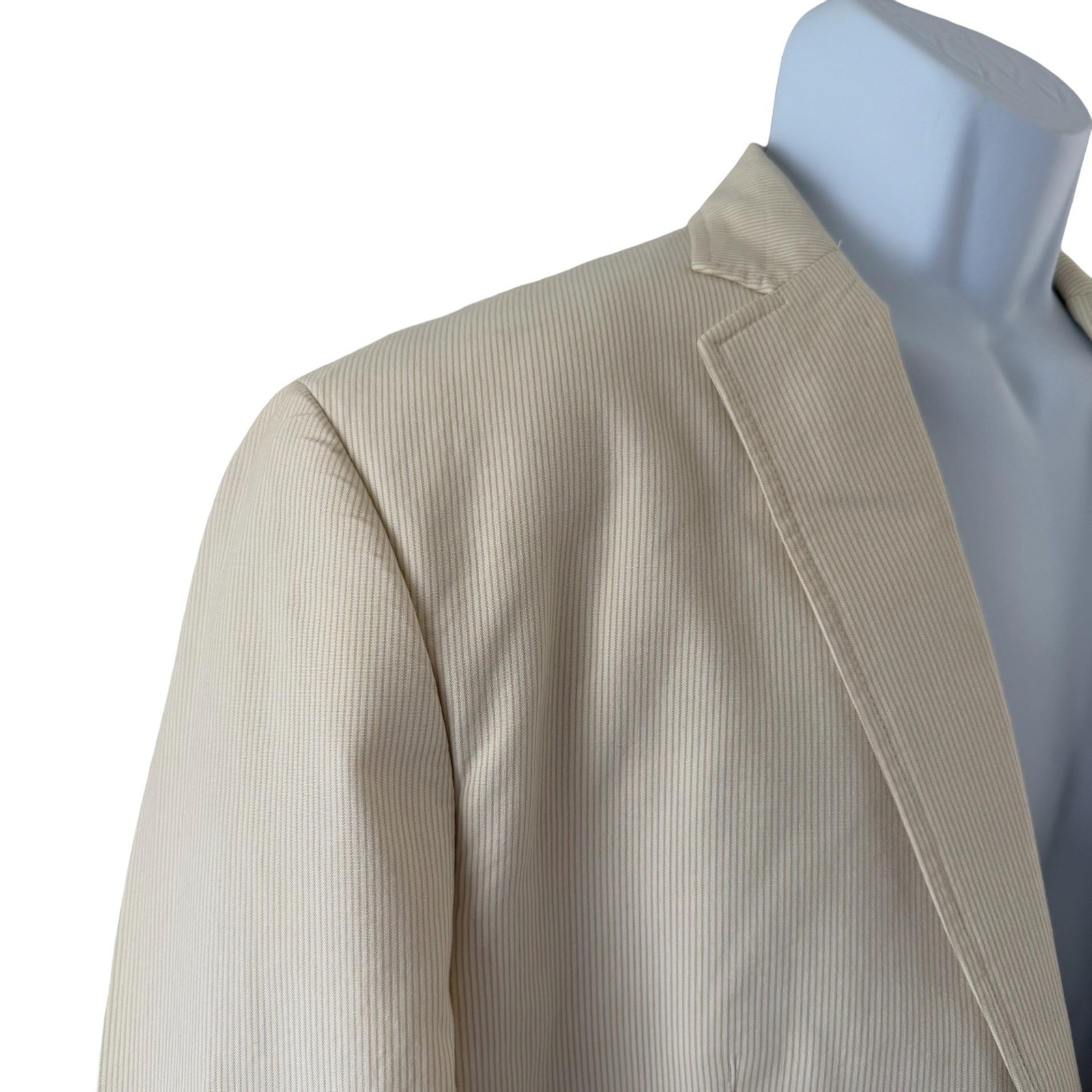 Calvin Klein Cream Pinstripe Cotton Blazer Sport Coat Jacket Men’s 46R Coastal