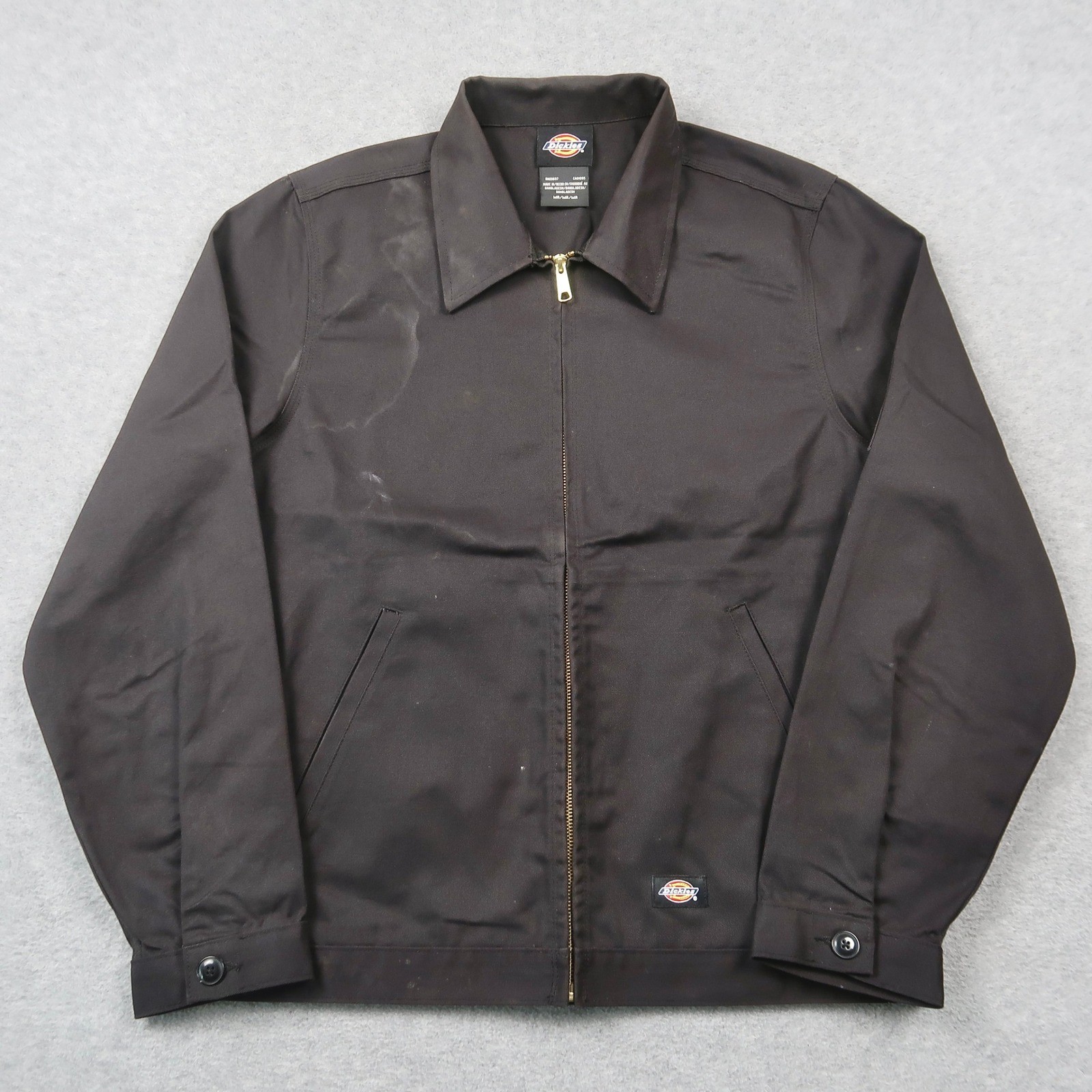 Dickies Mens Eisenhower Work Jacket Brown Full Zip Unlined Garage Coat M Medium