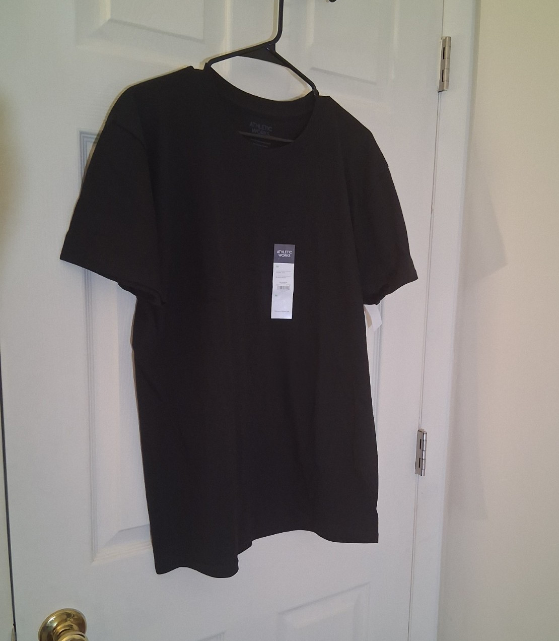 Athletic Works Men’s Black Cotton Knit Solid Crew Neck Tee Breathable Loose M