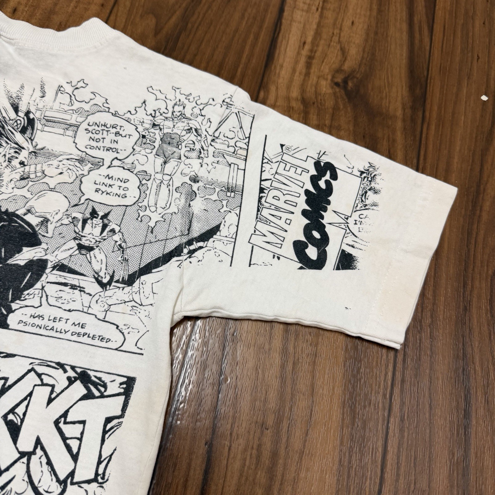 Vtg X-Men Beast AOP T-Shirt Tee Marvel Comics USA Made Fun Stuff NY Youth 10/12