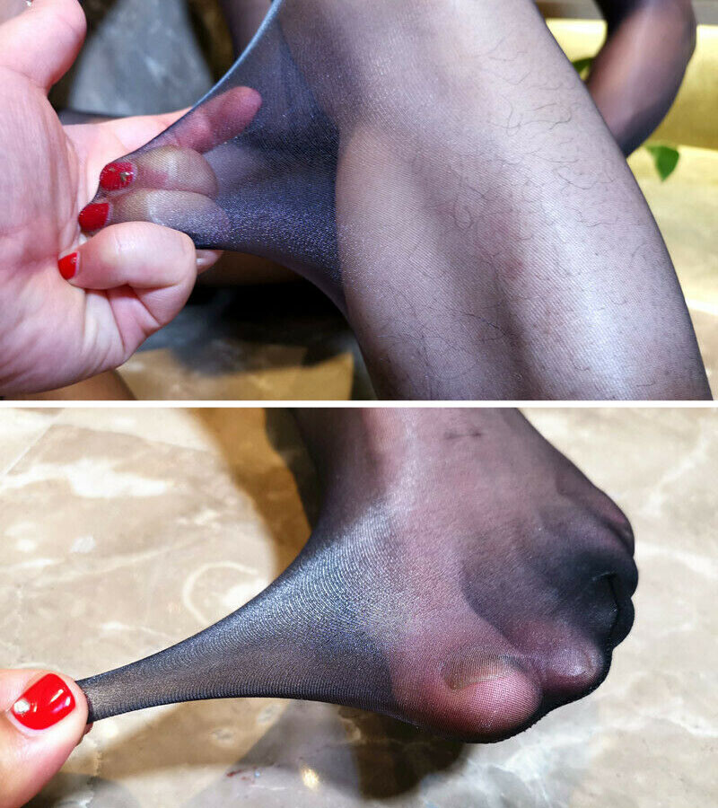 1D Ultra-thin Shiny Glossy Men Pantyhose Nylon Stocking Tights Sheath Close/Open