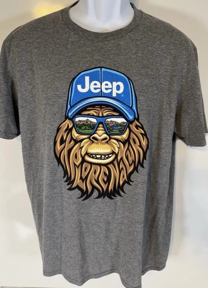 Jeep Sasquatch Explore Nature Jedco T-Shirt Gray Yeti Bigfoot Mens Size Small